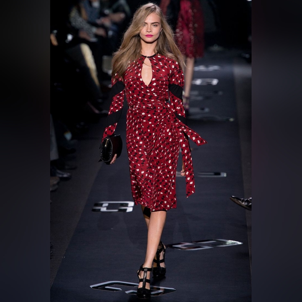 DVF runway! Maroon silk wrap dress